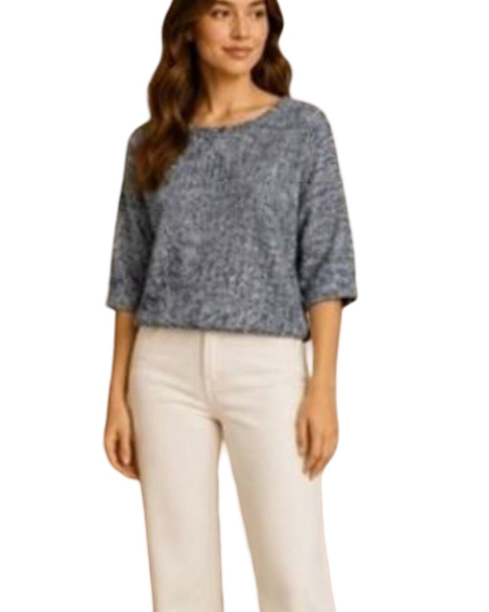 H&M Sweater Womens Size M Blue and White Pullover Lightweight Relaxed Cozy NWT